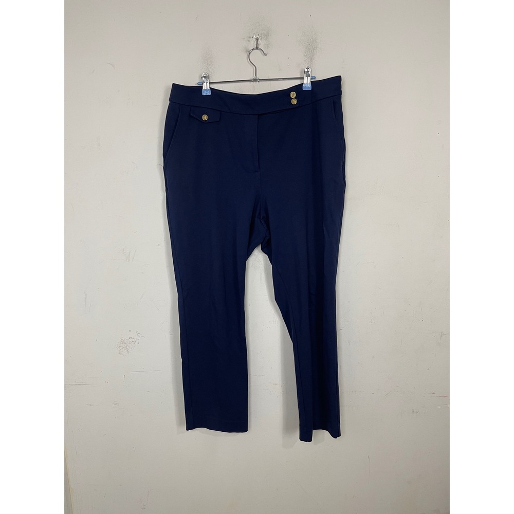 Lauren Ralph Lauren Navy Blue Stretch Dress Pants Gold‎ Hardware Womens XL